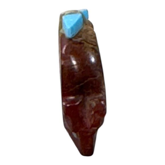 Hand Carved Zuni Signed Gabe Burns GB Animal Fetish Bear Figurine Turquoise - Picture 3 of 9